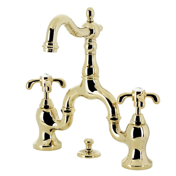 Kingston Brass Bridge Bathroom Faucet with Brass Pop-Up, Polished Brass KS7972TX - main